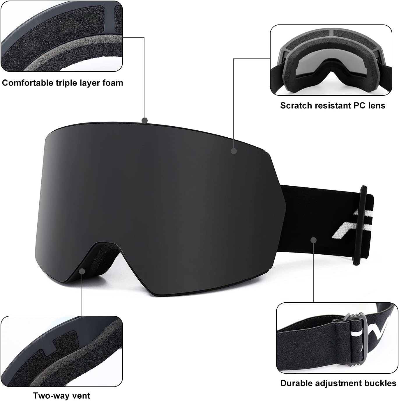 FMY Skibril - Snowboardbril voor Heren en Dames - Anti-condens en UV400