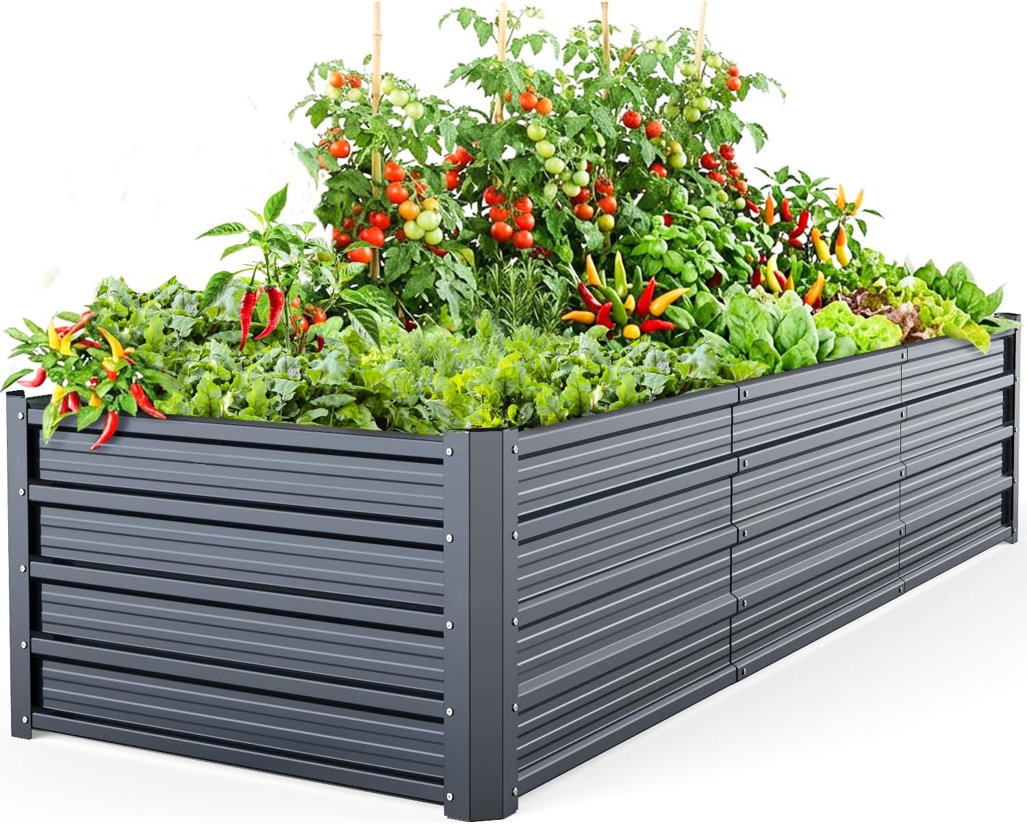 Ohuhu Verhoogd bloembed, metaal, 240 x 90 x 45 cm, verhoogde plantenbak voor tuin, van robuust plaatstaal met stevig design, bescherming tegen roest en lange houdbaarheid, ideaal voor groenten,