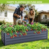 Ohuhu Verhoogd bloembed, metaal, 240 x 90 x 45 cm, verhoogde plantenbak voor tuin, van robuust plaatstaal met stevig design, bescherming tegen roest en lange houdbaarheid, ideaal voor groenten,