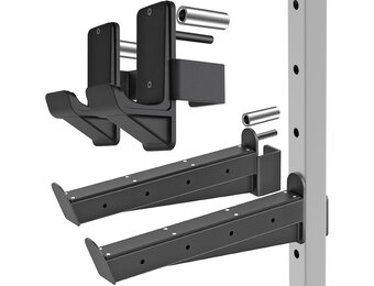 Kipika Veiligheidsspotterarmen en J-haken voor 2" x 2" en 3" x 3" Power Racks - Heavy Duty halterhouders en vangsten met rubberen pads - Power rack-bevestigingen voor squat, bankdrukken en meer