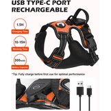 Joytale Oplichtend Hondentuig - No-Pull - USB Oplaadbaar - Oranje - Maat Large