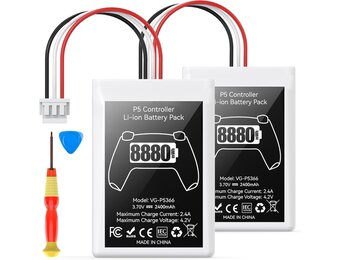 PS5 Controller Battery Pack, 2 Pieces 8880mWh Li-ion Battery with High Capacity for Sony PS5 Controller CFI-ZCT1W, 53% More Endurance (Capacity), Safe Battery Replacement
