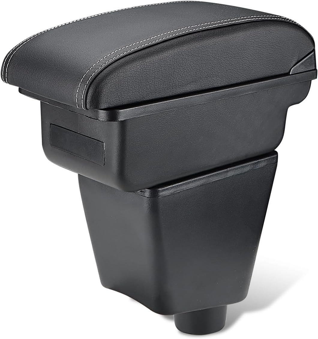 MARCHFA Mittelkonsole Armlehne für Clio 4 2013-2017 Captur ohne USB-Ports Kunstleder Mittelkonsole Aufbewahrungsbox (Weiße Linie)
