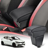 MARCHFA Mittelkonsole Armlehne für Clio 4 2013-2017 Captur ohne USB-Ports Kunstleder Mittelkonsole Aufbewahrungsbox (Weiße Linie)