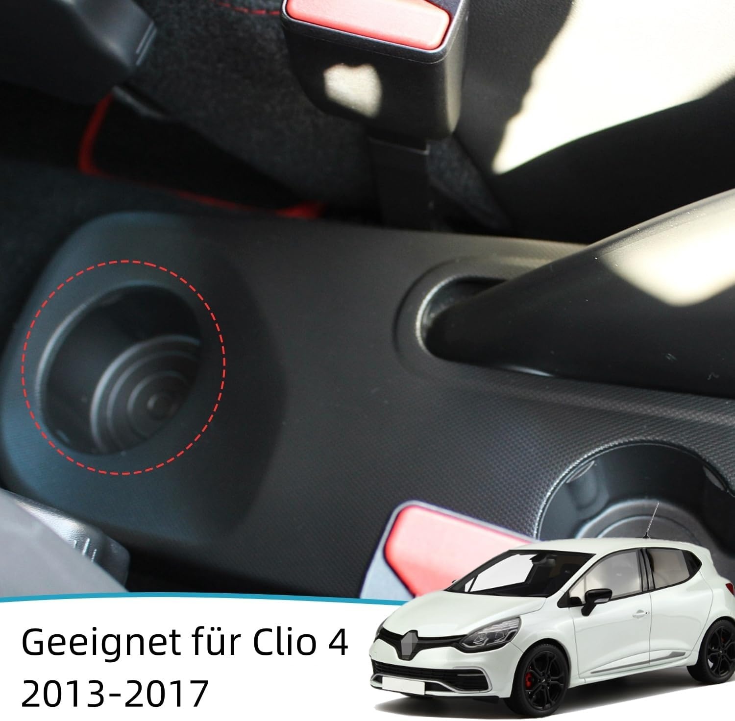 MARCHFA Mittelkonsole Armlehne für Clio 4 2013-2017 Captur ohne USB-Ports Kunstleder Mittelkonsole Aufbewahrungsbox (Weiße Linie)