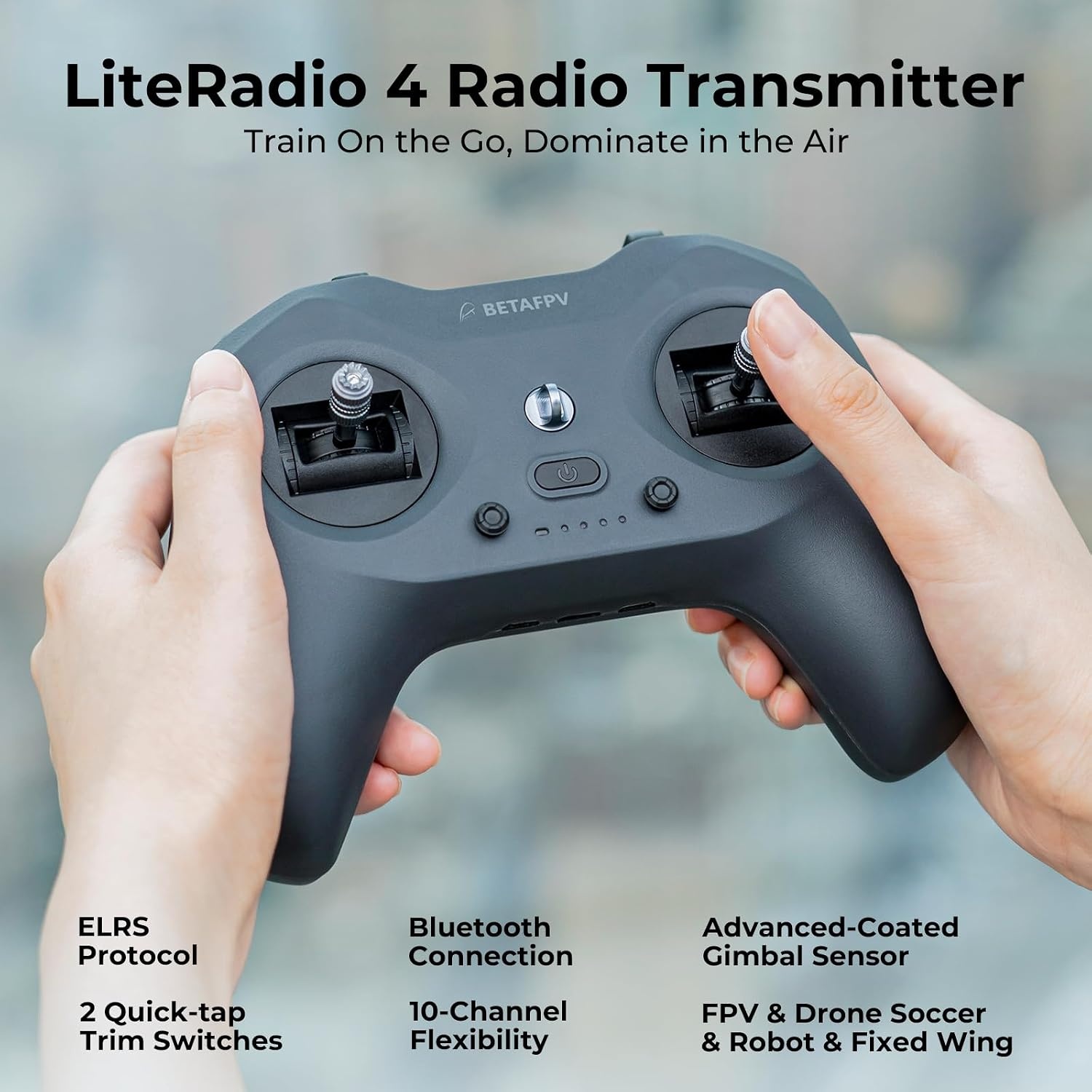BETAFPV LiteRadio 4 Radiozender - 10-Kanaals ELRS FPV Controller - Grijs