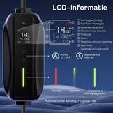 dé EV Oplader Type 2 7,4kW CEE [1-Fase| 10m| 6-32A] met Schuko-adapter, EV Lader CEE 7,4kW, met Digitale LCD-Bediening Compatibel met Model Y/3, 500e, e-208 en andere EV/PHEV - Maat 10m