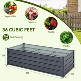 Ohuhu Verhoogd bloembed, metaal, 240 x 90 x 45 cm, verhoogde plantenbak voor tuin, van robuust plaatstaal met stevig design, bescherming tegen roest en lange houdbaarheid, ideaal voor groenten,