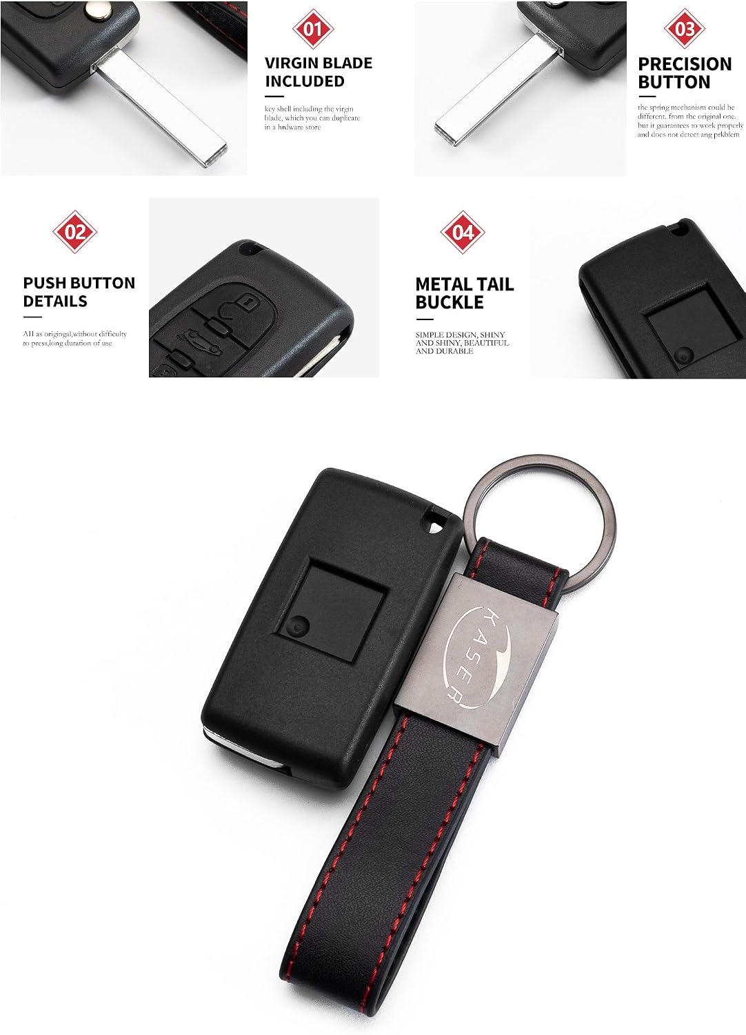 kaser Cover Shell Key Fob Case Remote Control 3 Buttons for PEUGEOT 107 207 307 407 308 409 407 607 (For Peugeot 3 Buttons)