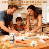 Daity Zuurdesemstarterkit, 11-delige broodbakapparatuur, 28 cm opvouwbare ovale broodbakmand, handgebakken broodbakset voor beginners (Ovale siliconen garkorf)