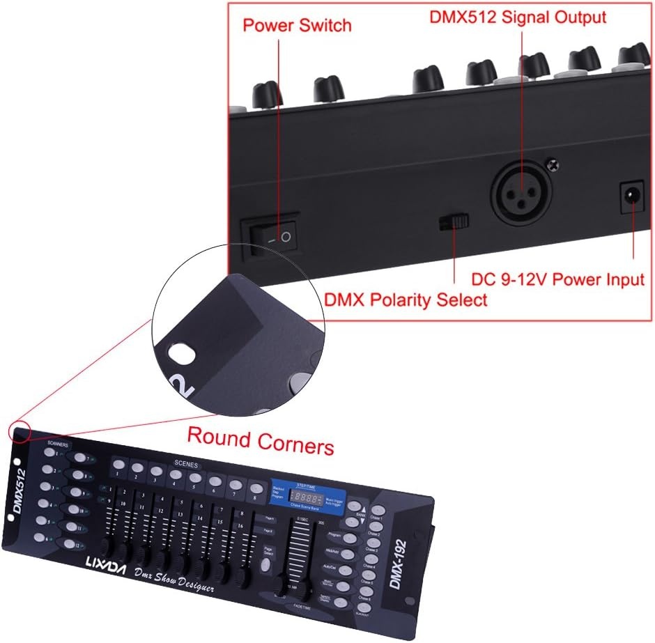 DMX Controller, DMX 512 console, 192 kanalen, uitrusting voor DJ Disco Light Party Scene, Verlichting voor slaapkamer, woonkamer, zaal