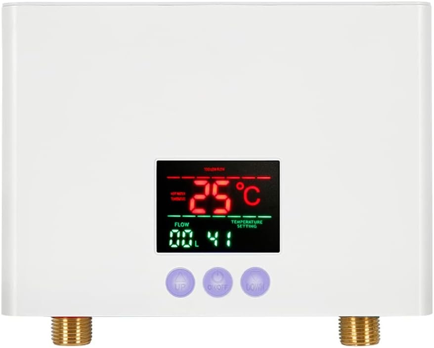 Doorstroomboiler, 3 kW, elektrische minidoorstroomboiler, zonder tank aan de muur, met led-display, 3-traps temperatuurregeling, afstandsbediening, voor keuken, thuis en badkamer