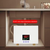 Doorstroomboiler, 3 kW, elektrische minidoorstroomboiler, zonder tank aan de muur, met led-display, 3-traps temperatuurregeling, afstandsbediening, voor keuken, thuis en badkamer