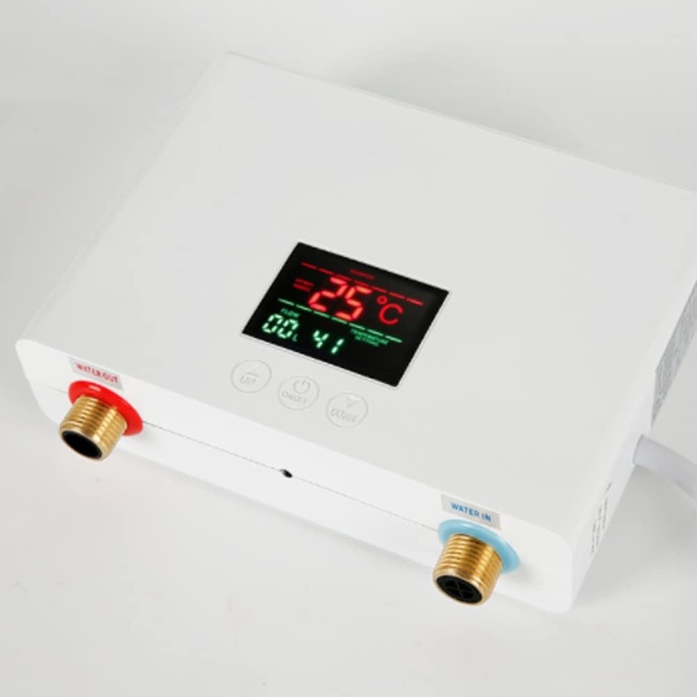 Doorstroomboiler, 3 kW, elektrische minidoorstroomboiler, zonder tank aan de muur, met led-display, 3-traps temperatuurregeling, afstandsbediening, voor keuken, thuis en badkamer