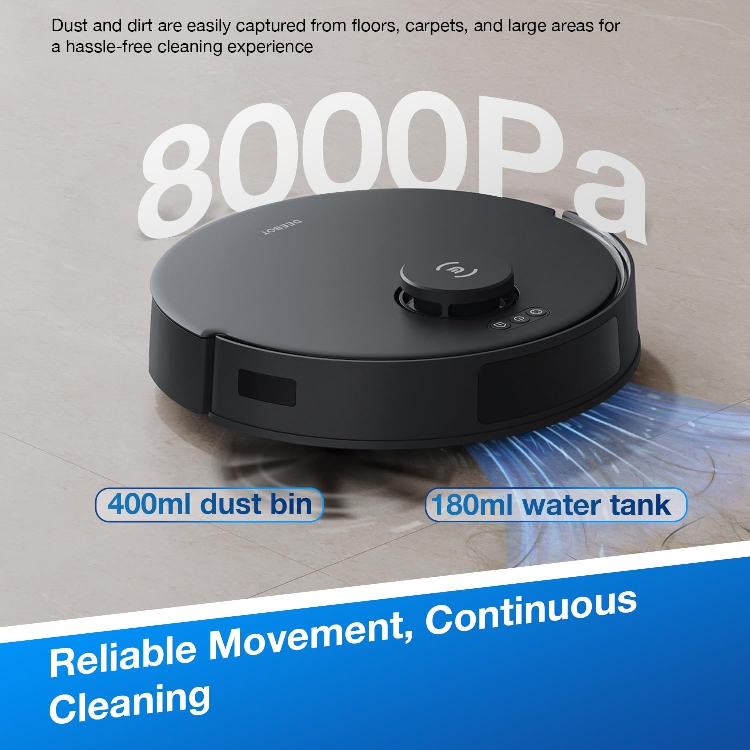 Robotstofzuiger N20 Pro Plus: 8000 Pa, 300 min, Zwart (35% Korting!)