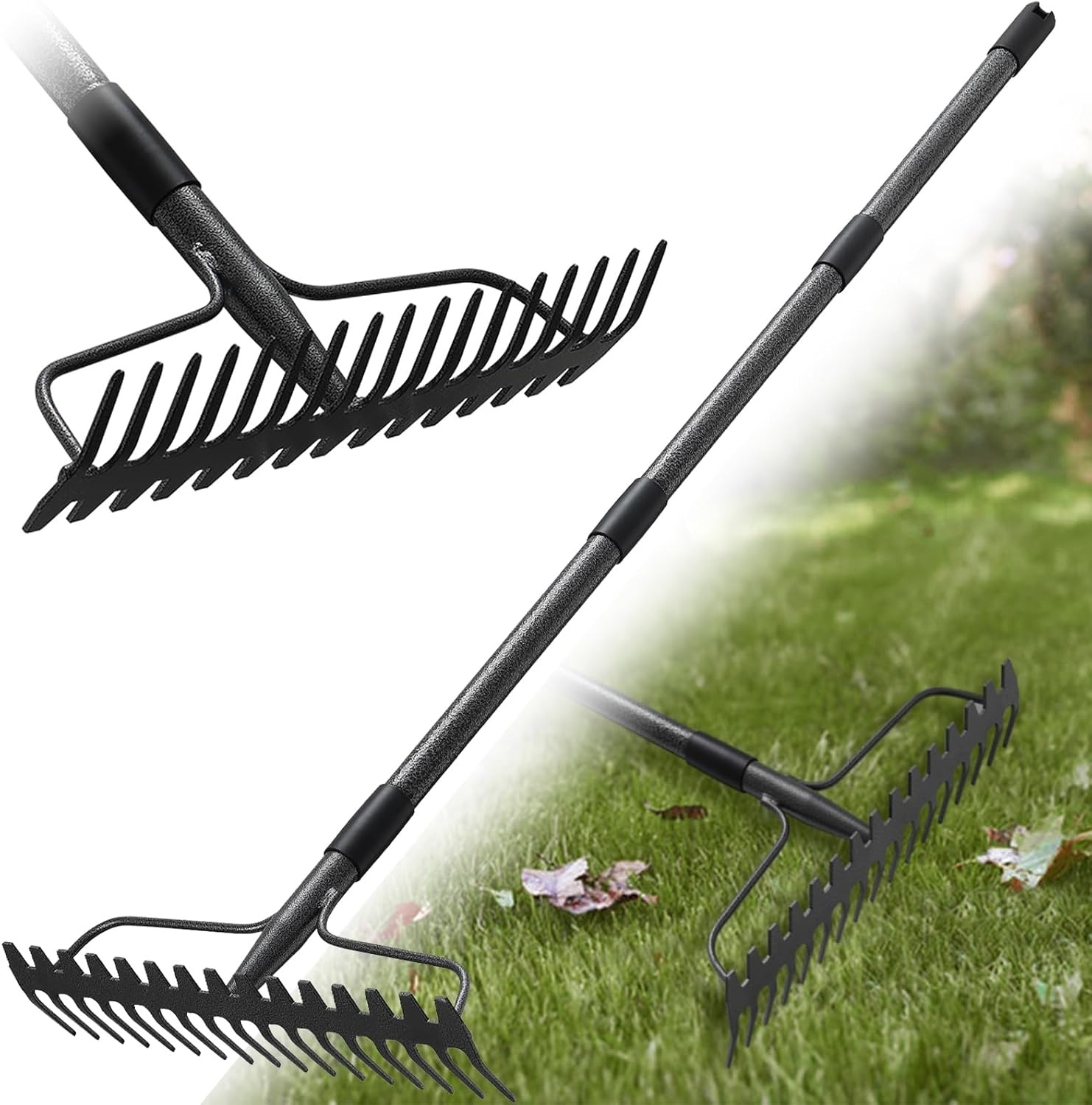 Tuinhark Bladhark 190cm Metaal 17 Tanden Grijs 58% Korting
