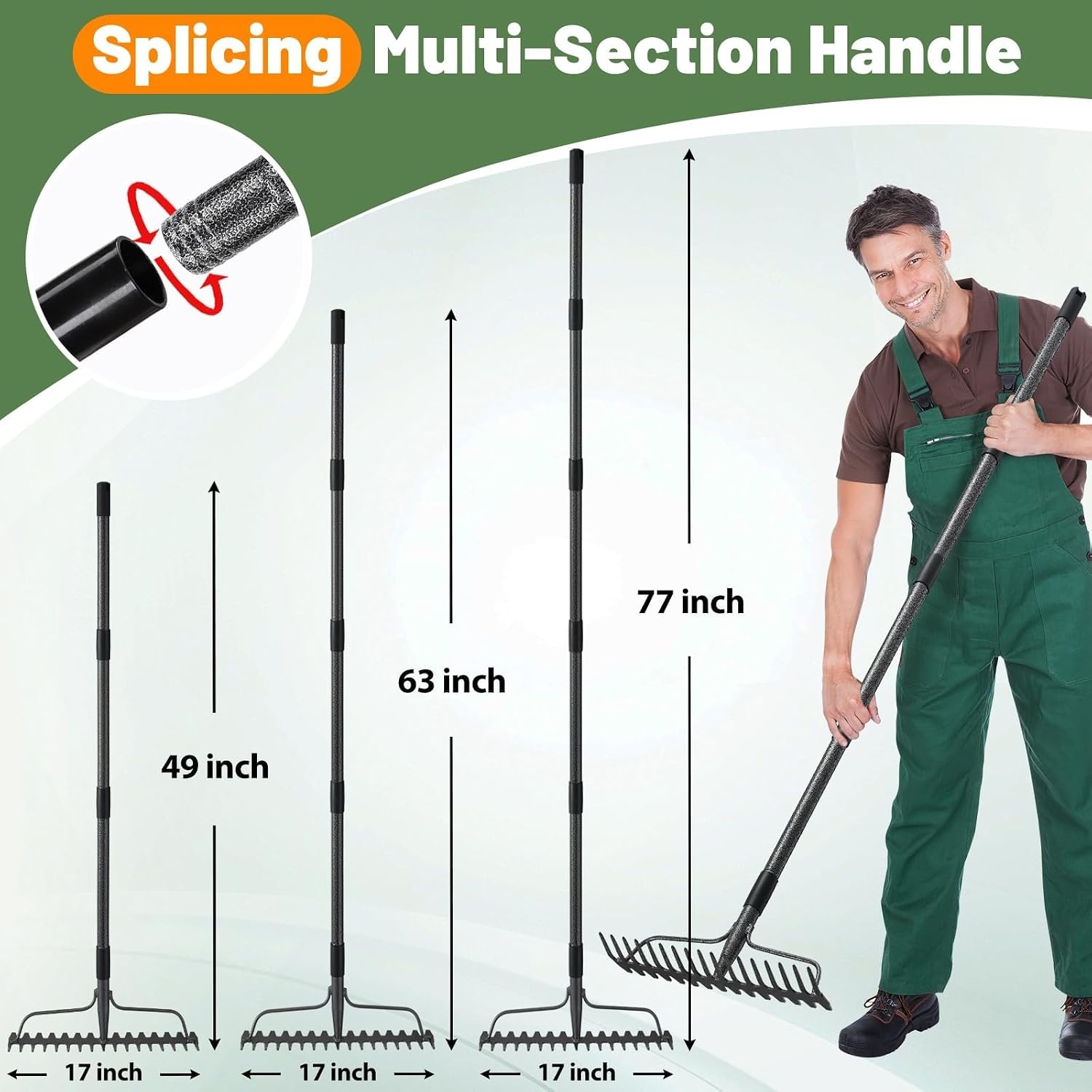 Tuinhark Bladhark 190cm Metaal 17 Tanden Grijs 58% Korting