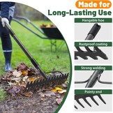 Tuinhark Bladhark 190cm Metaal 17 Tanden Grijs 58% Korting