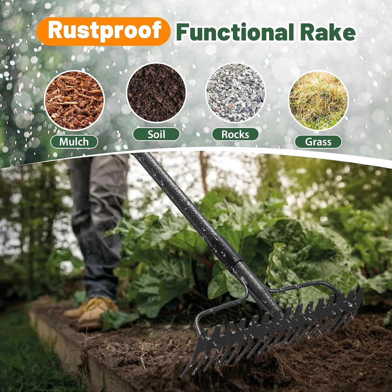 Tuinhark Bladhark 190cm Metaal 17 Tanden Grijs 58% Korting