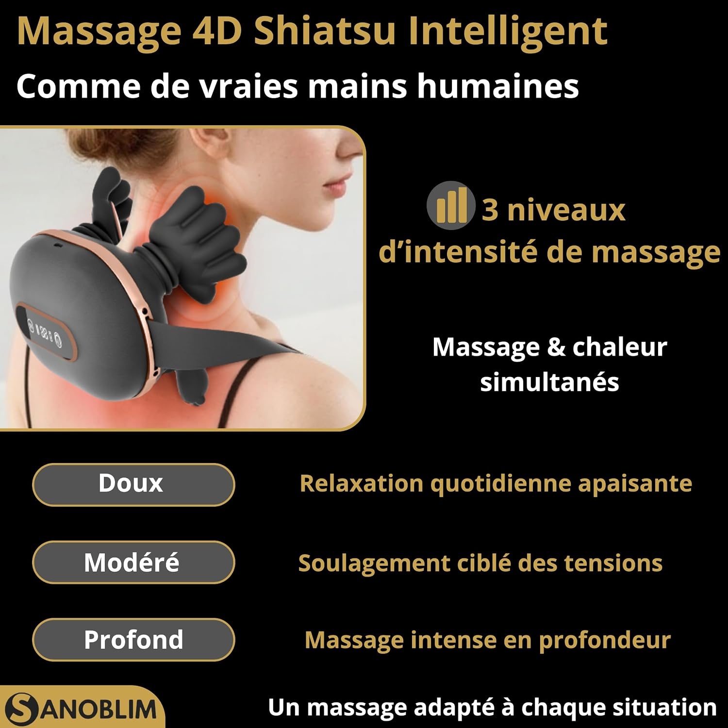 Elektrische Nek- & Schoudermassager 4D met Warmte - 34% Korting