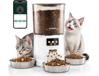 Kattenvoerautomaat 6L - 3 Bakken | Instelbaar | Wit | 34% Korting