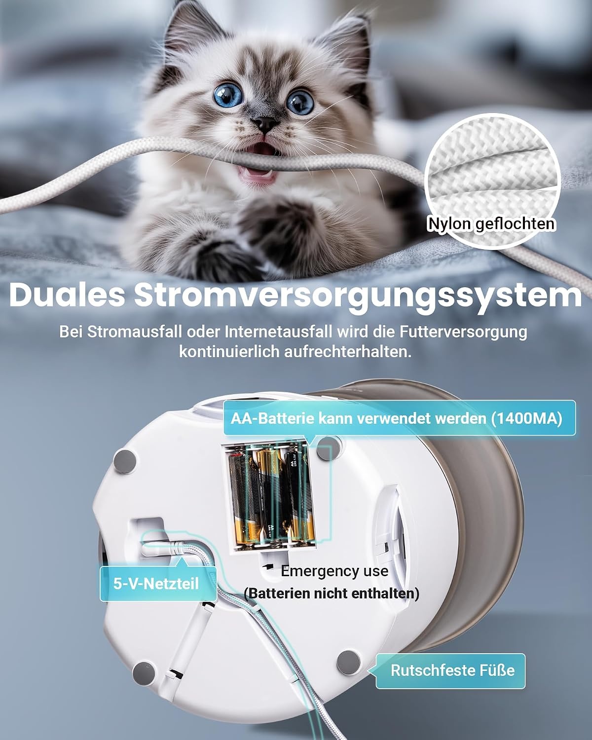 Kattenvoerautomaat 6L - 3 Bakken | Instelbaar | Wit | 34% Korting