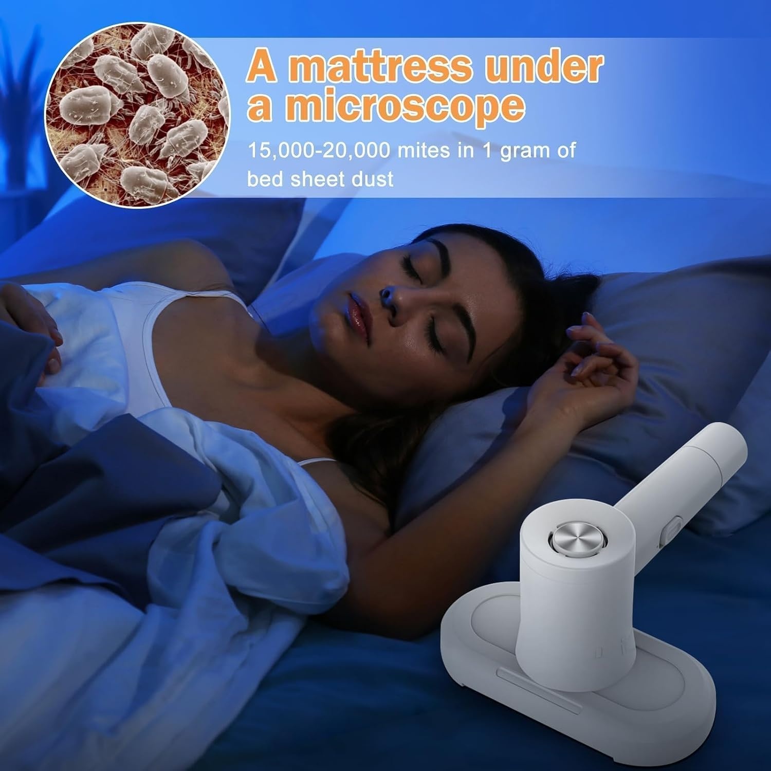 Draadloze Mijtzuiger met UV-licht & HEPA-filter | 30 min accuduur | Wit