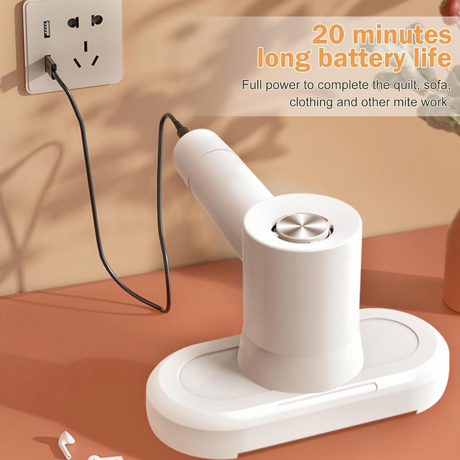 Draadloze Mijtzuiger met UV-licht & HEPA-filter | 30 min accuduur | Wit
