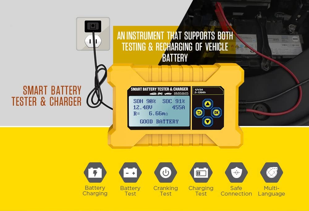 Accutester & Lader 12V Auto/Motor - 33% Korting!