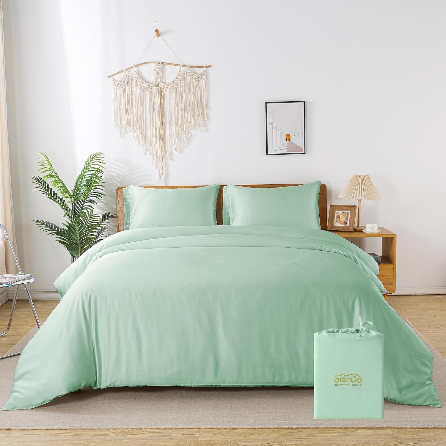 Dekbedovertrekset Bamboe Zijde Groen 200x220 cm - 60% Korting