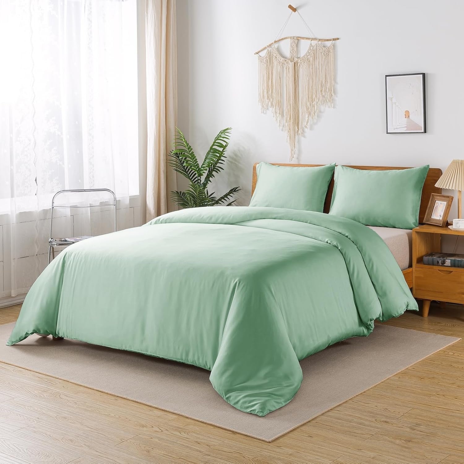 Dekbedovertrekset Bamboe Zijde Groen 200x220 cm - 60% Korting