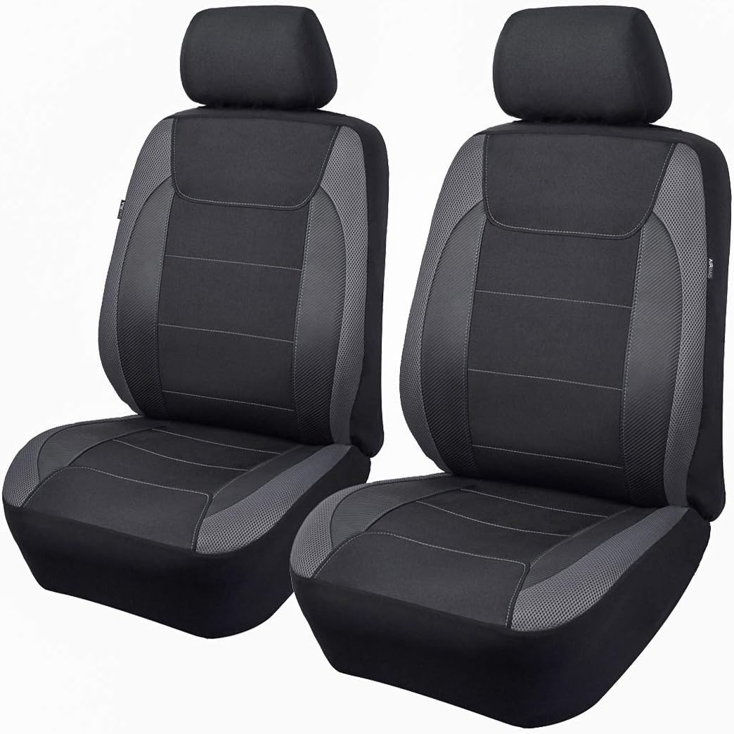 Universele Voorstoelhoezen Gabardine Mesh - Zwart/Grijs (-33%)