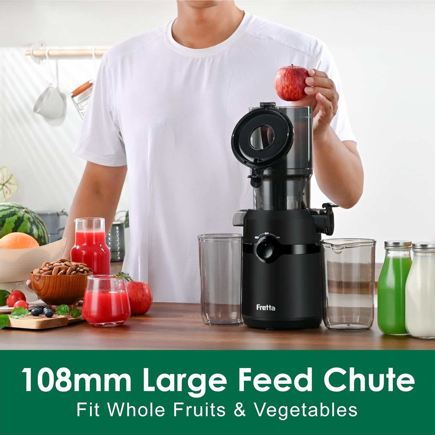 Slowjuicer voor Hele Vruchten & Groenten - 108mm Vulopening - 200W - 29% Korting!