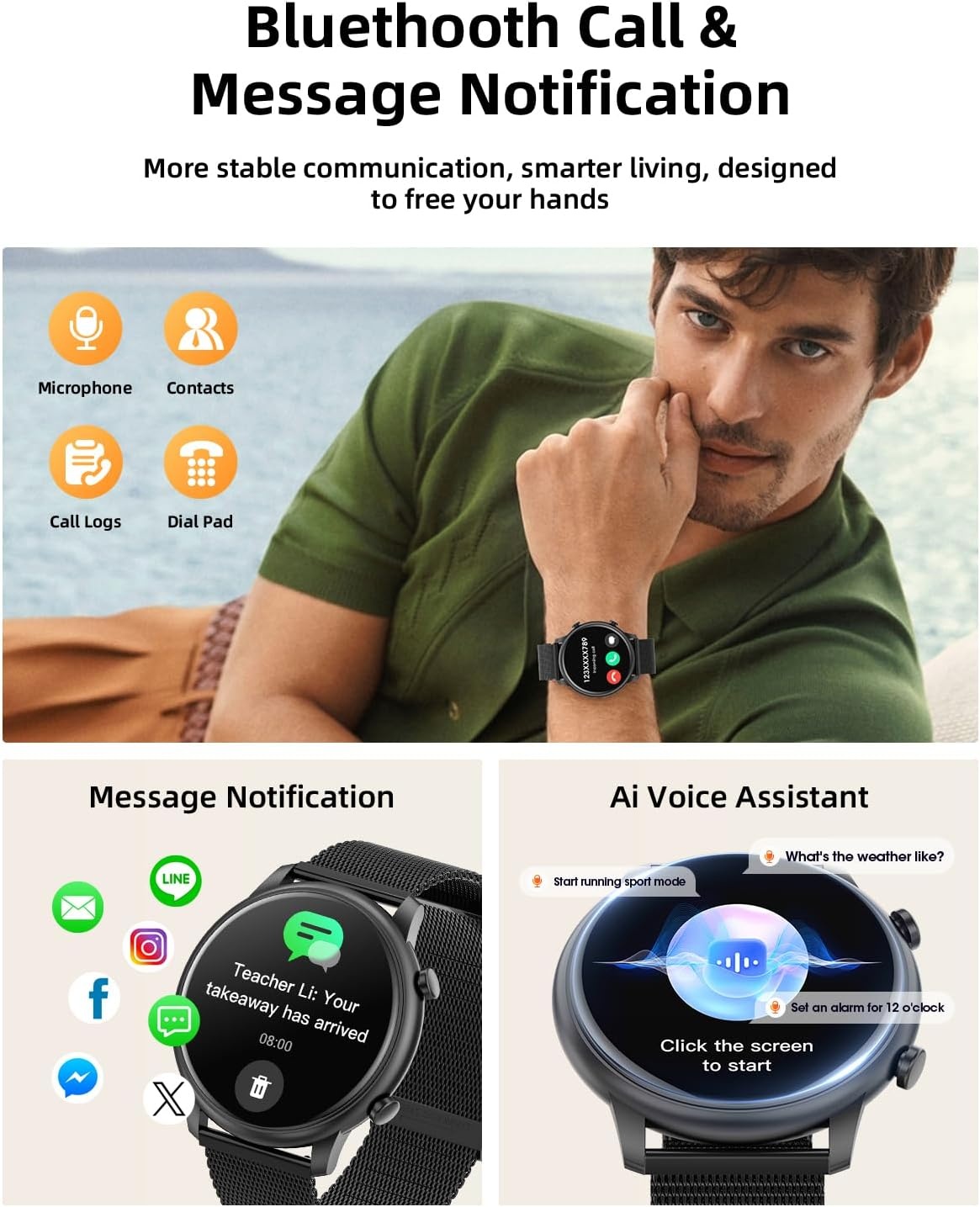 Dames Smartwatch Zwart | 1.39" HD Scherm | Bluetooth Bellen, Hartslag, SpO2 | 140+ Sportmodi