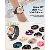 Dames Smartwatch Zwart | 1.39" HD Scherm | Bluetooth Bellen, Hartslag, SpO2 | 140+ Sportmodi