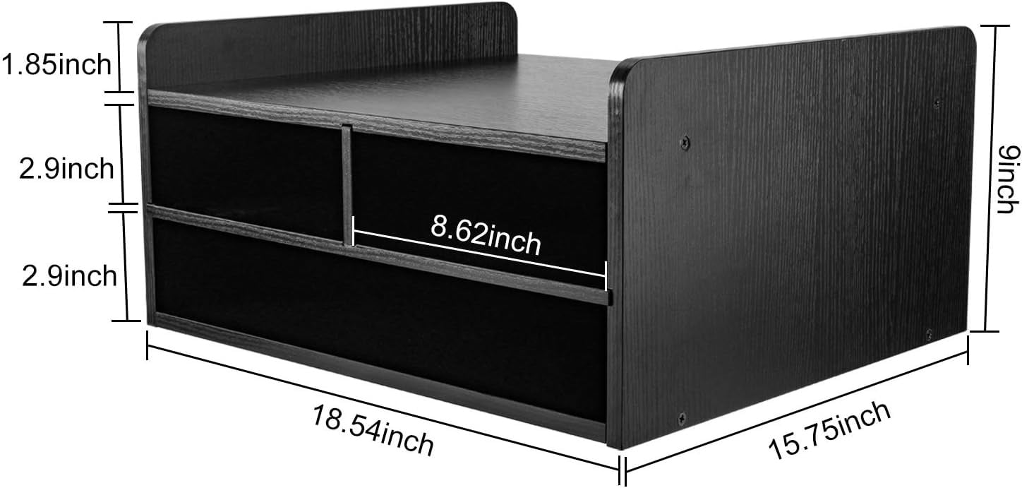 2-laags Monitorverhoger Bureau Organizer Hout Zwart 47x40x23cm - 60% Korting