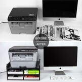 2-laags Monitorverhoger Bureau Organizer Hout Zwart 47x40x23cm - 60% Korting