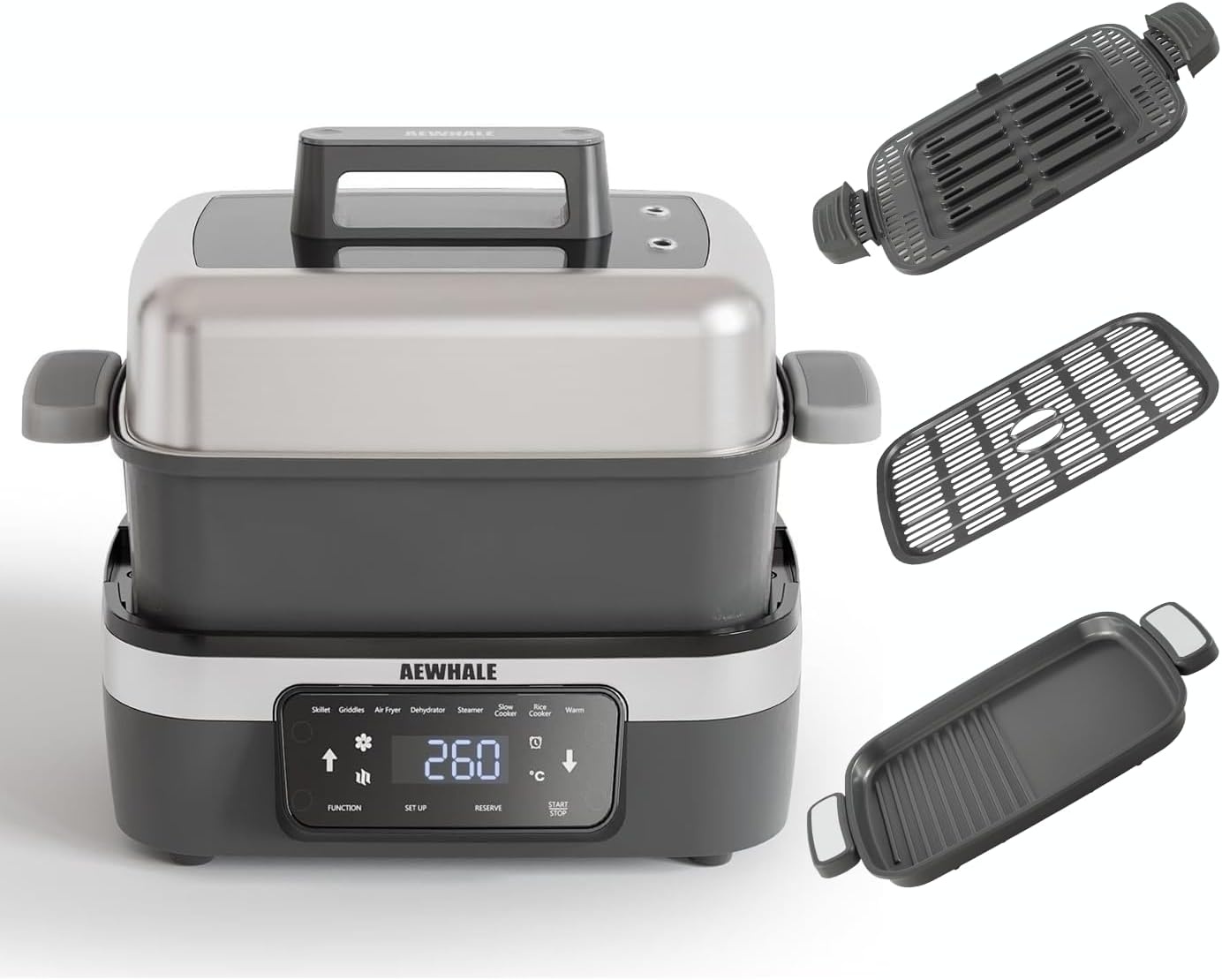 AEWHALE 8-in-1 Multicooker met Airfryer & Grill - Zilver - 34% Korting