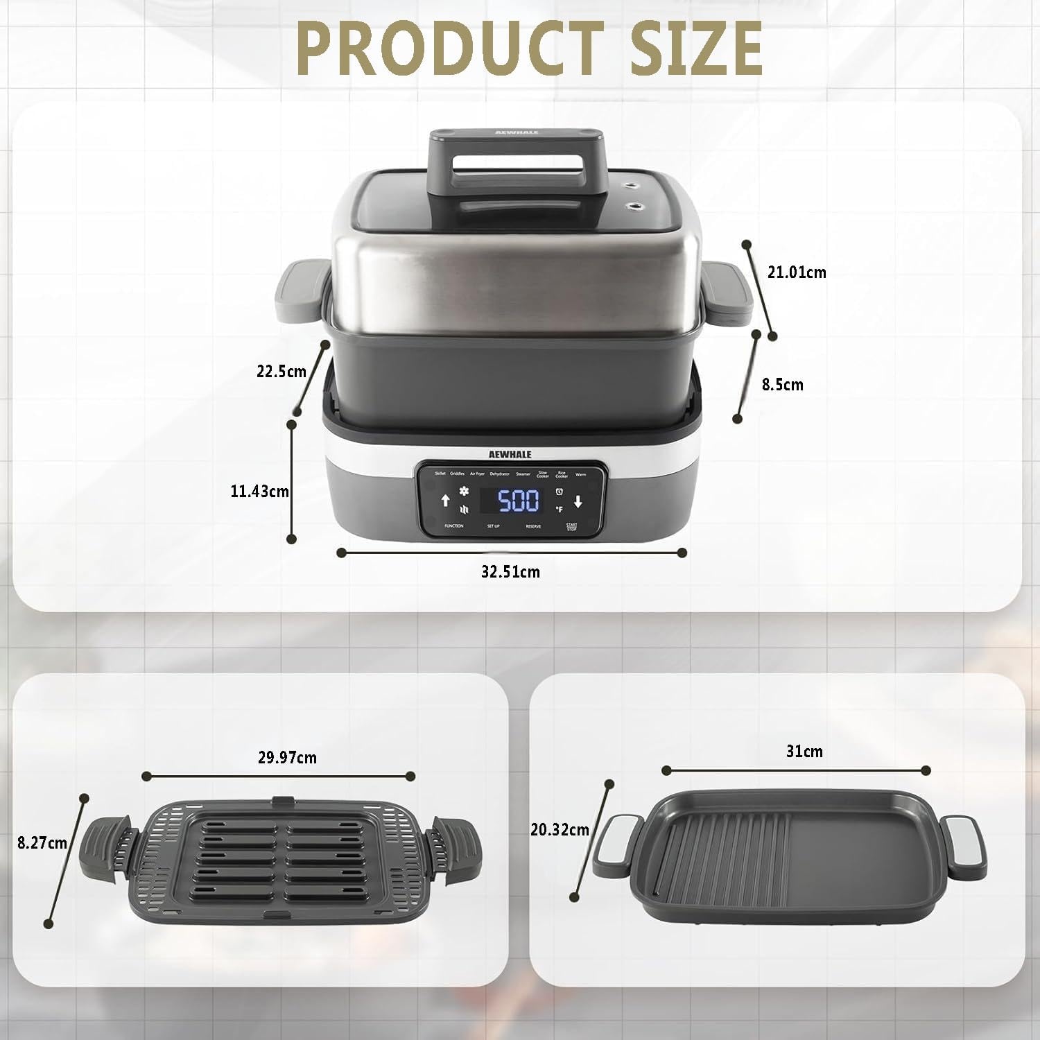 AEWHALE 8-in-1 Multicooker met Airfryer & Grill - Zilver - 34% Korting