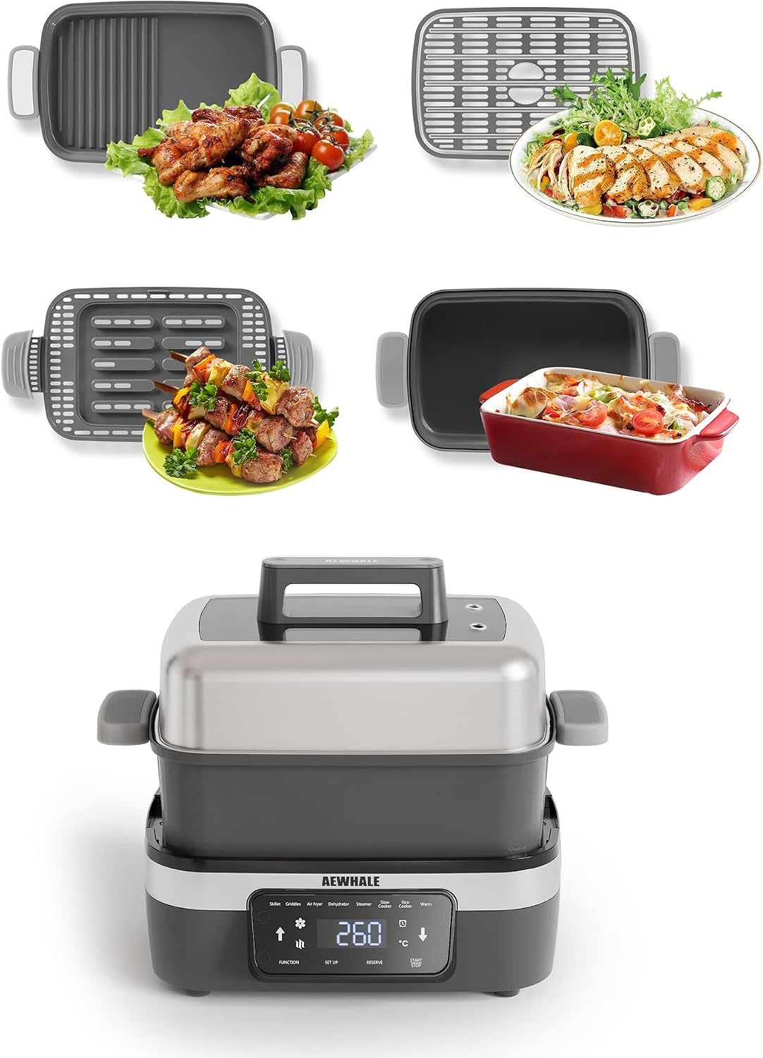 AEWHALE 8-in-1 Multicooker met Airfryer & Grill - Zilver - 34% Korting
