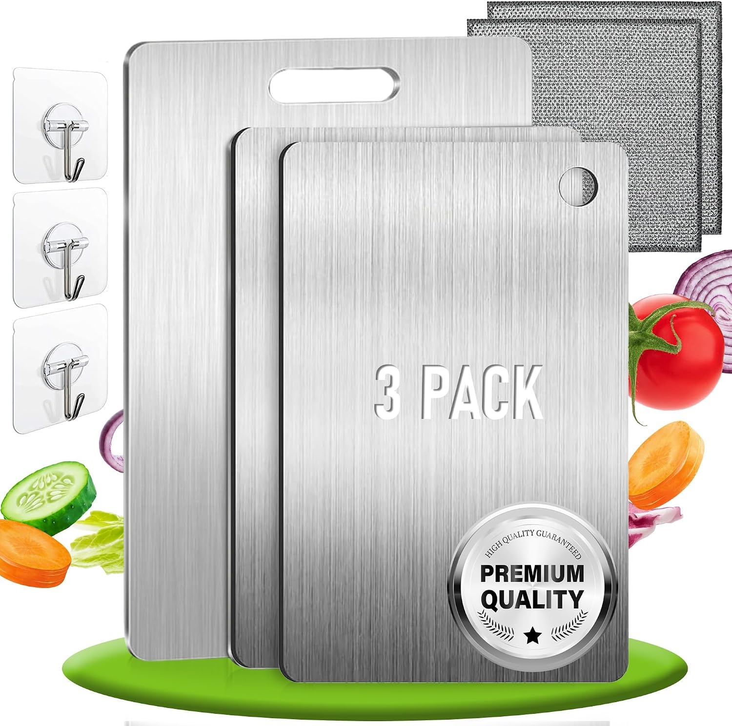 3-delige Titanium Snijplank Set - Antibacterieel & Vaatwasmachinebestendig