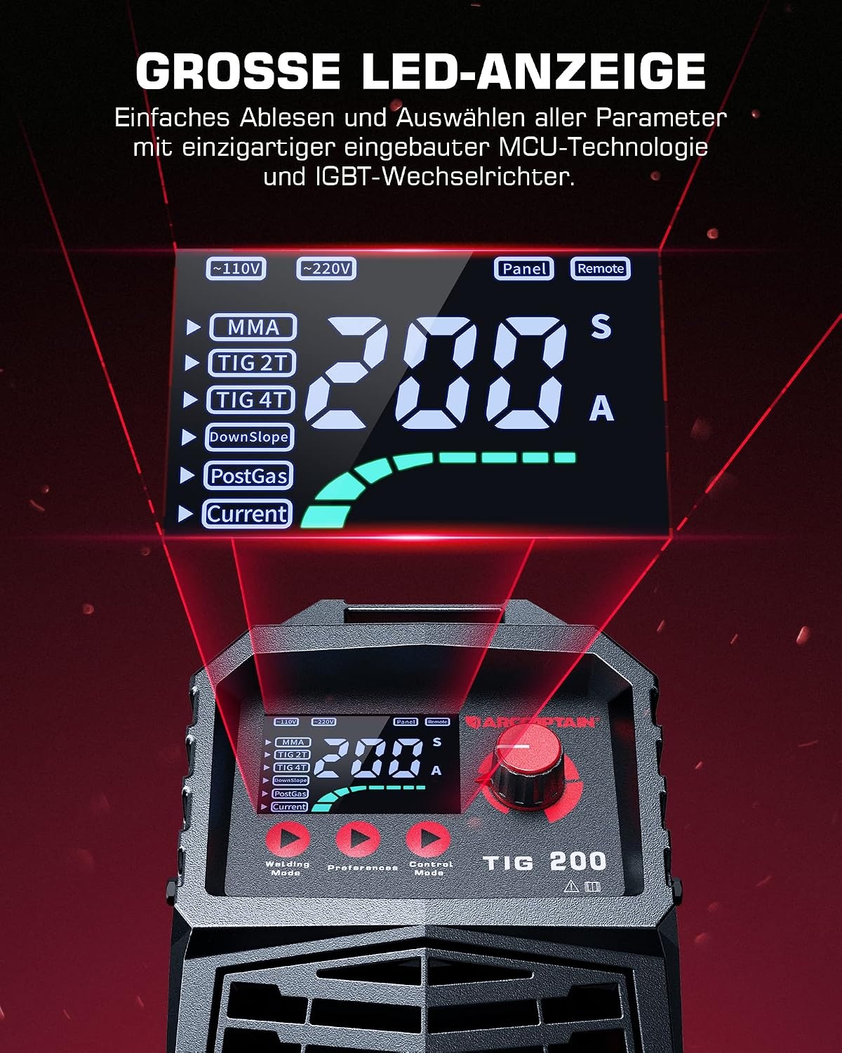 ARCCAPTAIN 2-in-1 TIG/MMA Lasapparaat 200A Geel - 35% Korting