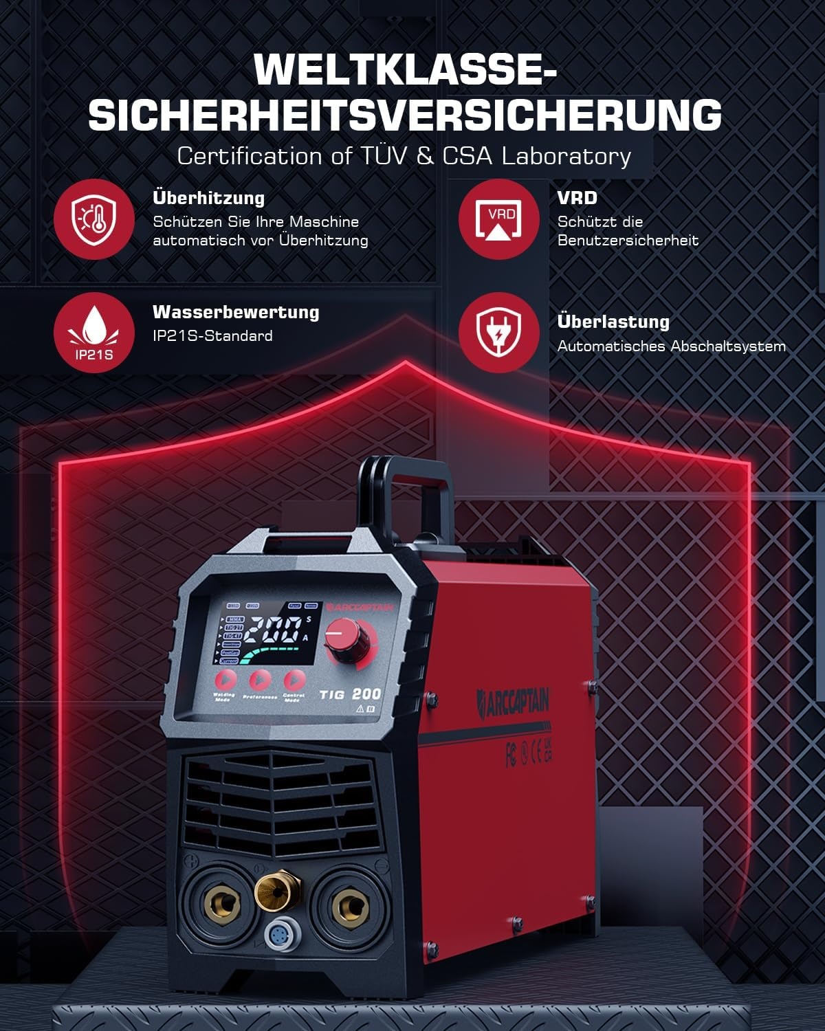ARCCAPTAIN 2-in-1 TIG/MMA Lasapparaat 200A Geel - 35% Korting