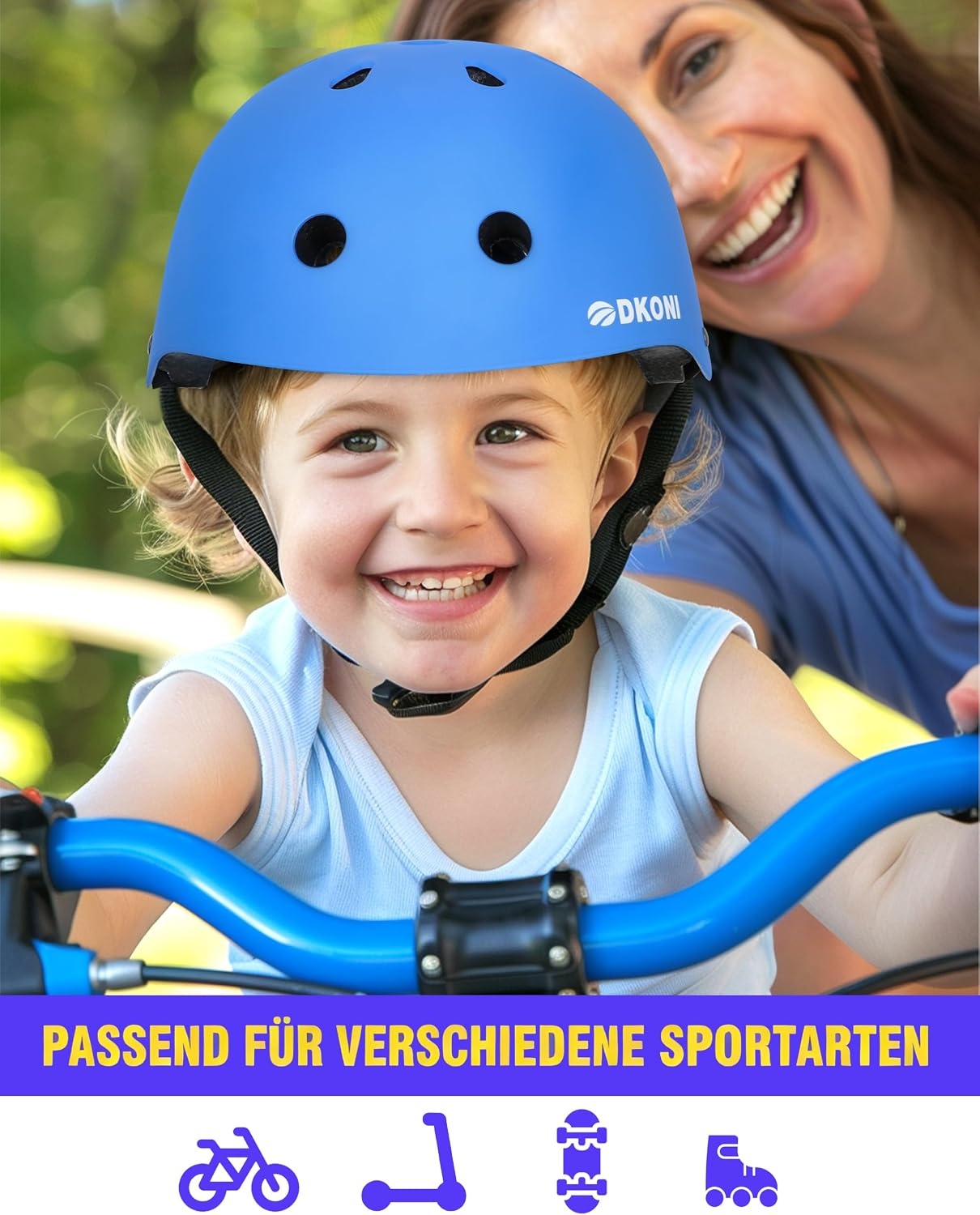 Kinder Fiets- & Skatehelm Blauw - Multi-sport, Verstelbaar (S/M/L) - 72% Korting