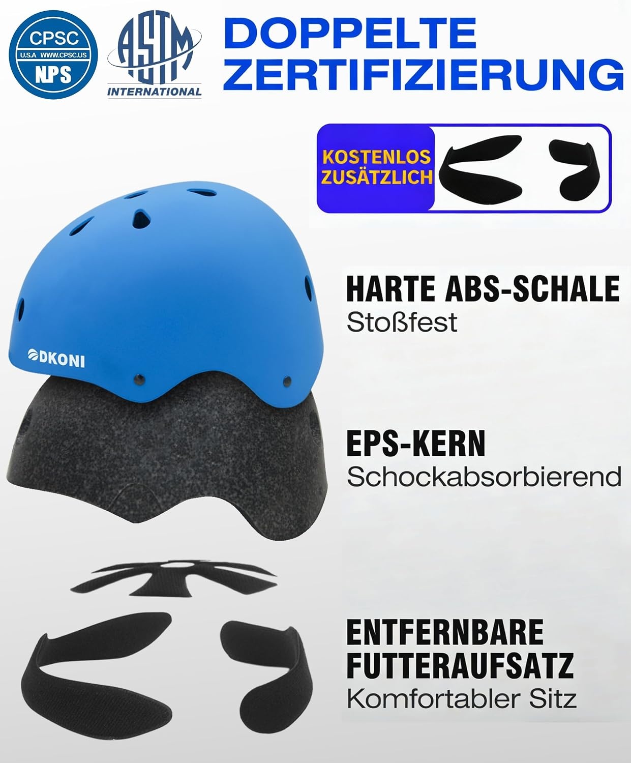 Kinder Fiets- & Skatehelm Blauw - Multi-sport, Verstelbaar (S/M/L) - 72% Korting