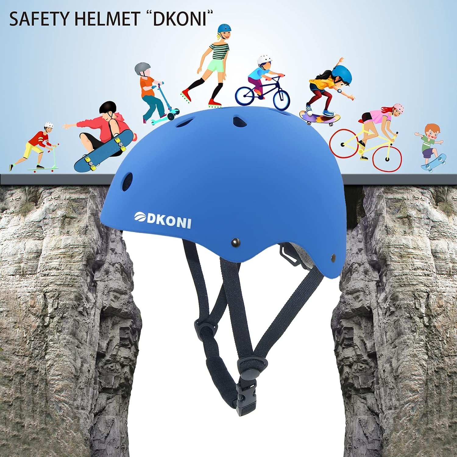 Kinder Fiets- & Skatehelm Blauw - Multi-sport, Verstelbaar (S/M/L) - 72% Korting