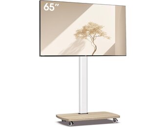 Verrijdbare TV-standaard met Houten Voet - 32-65" - 34% Korting!