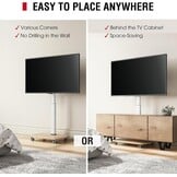 Verrijdbare TV-standaard met Houten Voet - 32-65" - 34% Korting!