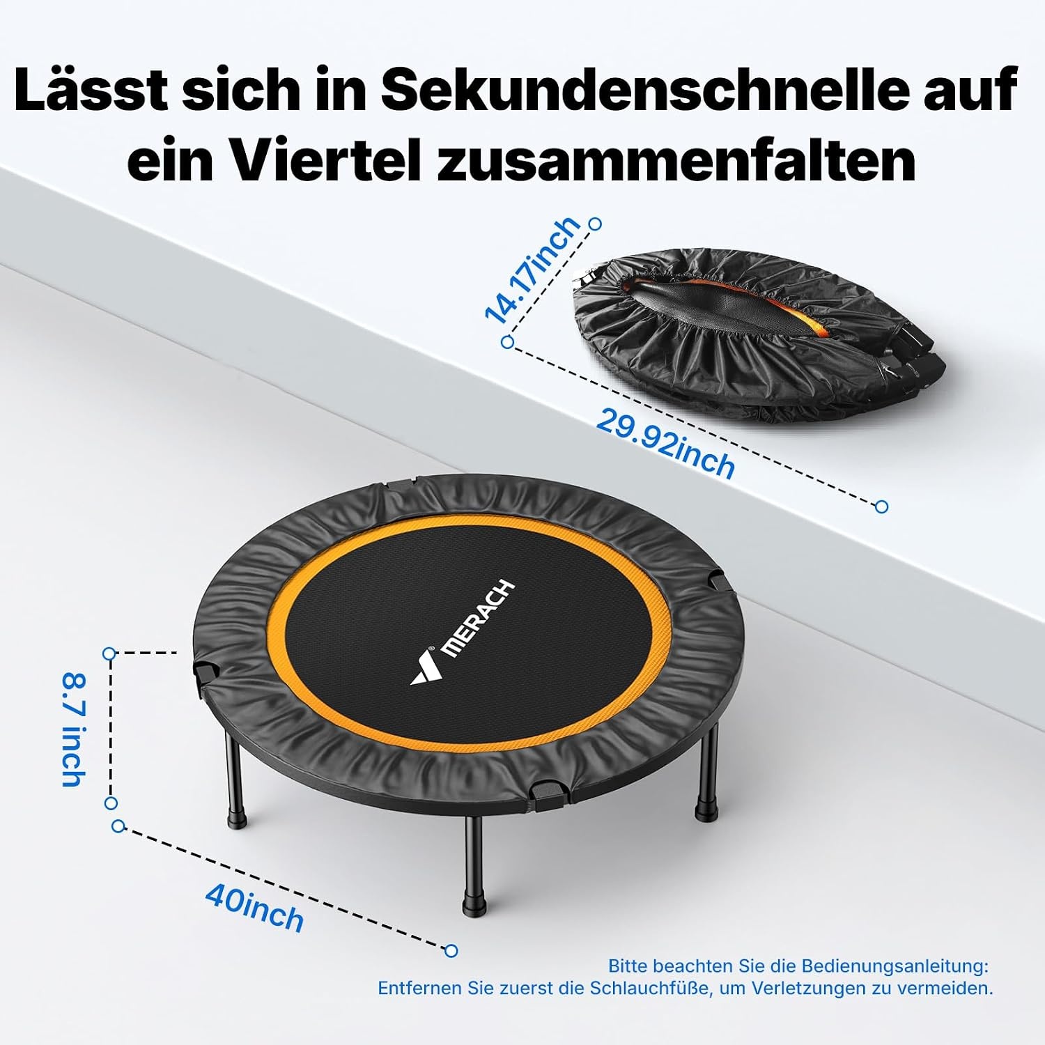 MERACH Mini Trampoline (40"/48") - Stil & Opvouwbaar, Max 150kg