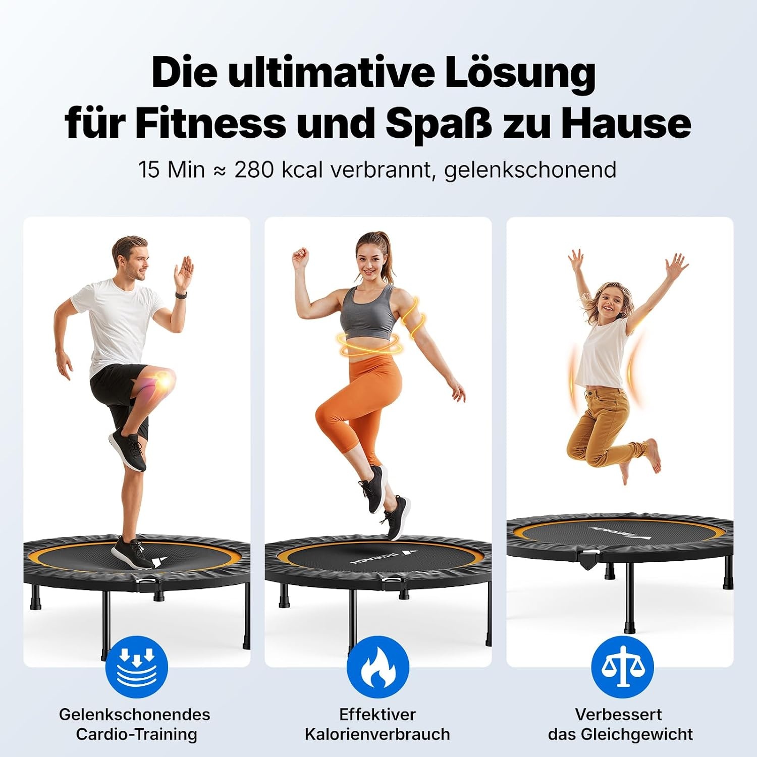 MERACH Mini Trampoline (40"/48") - Stil & Opvouwbaar, Max 150kg